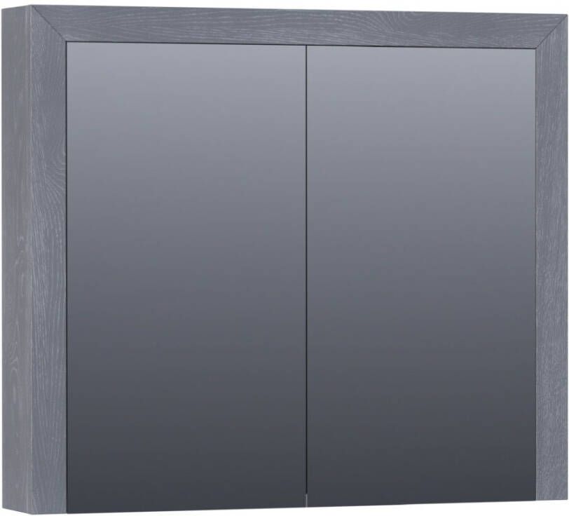 Saniclass Massief eiken spiegelkast 80x70x15cm met 2 links- en rechtsdraaiende spiegeldeuren Hout Purple oak 70541POG