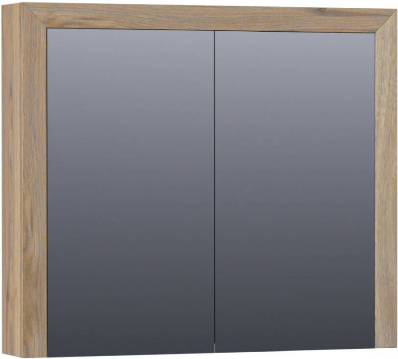 BRAUER Massief eiken Spiegelkast 80x70x15cm 2 links rechtsdraaiende spiegeldeuren Hout Vintage oak 70541VOG