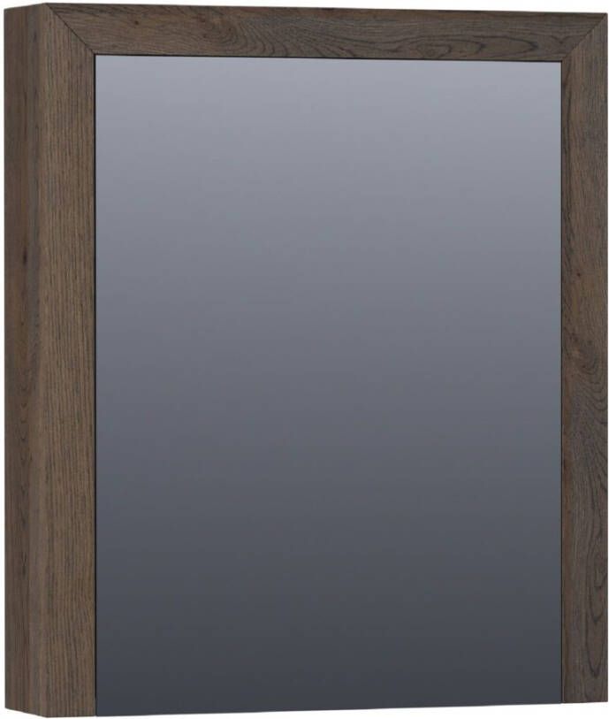 Saniclass Massief eiken spiegelkast 60x70x15cm met 1 rechtsdraaiende spiegeldeur Hout Black oak 70451RBOG