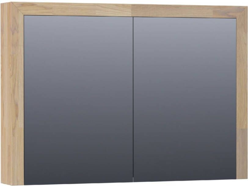 BRAUER natural wood Spiegelkast 100x70x15cm 2 links rechtsdraaiende spiegeldeuren hout grey oak 70481