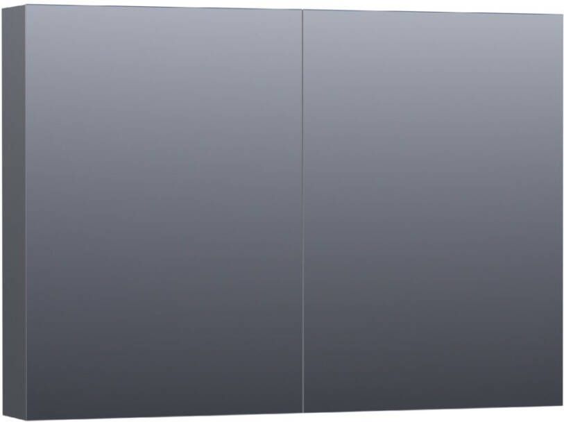Saniclass Plain spiegelkast 100x70x15cm met 2 links- en rechtsdraaiende spiegeldeuren MDF hoogglans Grijs SK-PL100HG