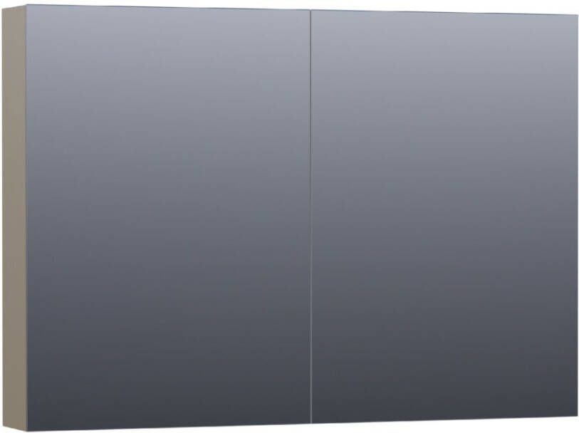 BRAUER Plain Spiegelkast 100x70x15cm 2 links rechtsdraaiende spiegeldeuren MDF hoogglans taupe SK-PL100HT