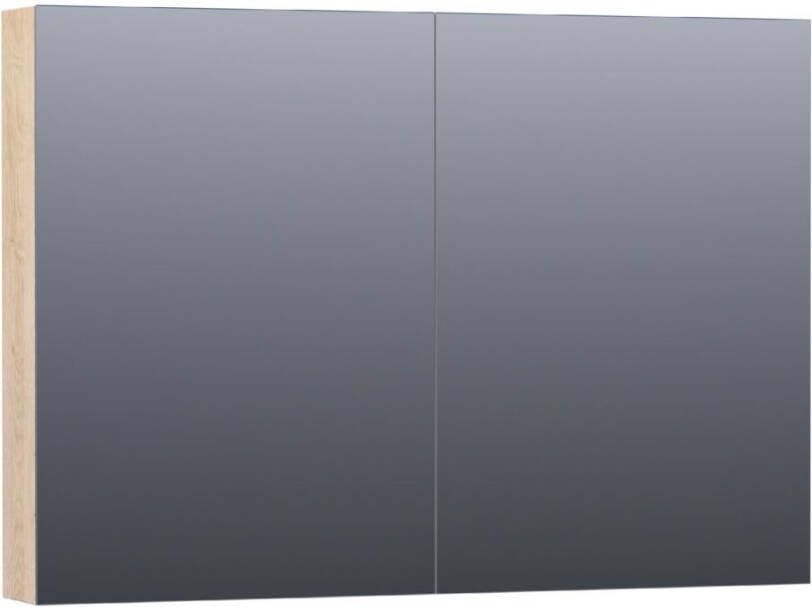 BRAUER Plain Spiegelkast 100x70x15cm 2 links rechtsdraaiende spiegeldeuren MFC legno calore SK-PL100LC
