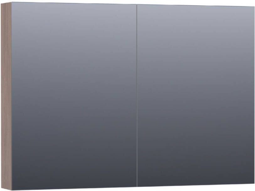 Saniclass Plain Spiegelkast 100x70x15cm 2 links rechtsdraaiende spiegeldeuren MFC legno viola SK-PL100LV