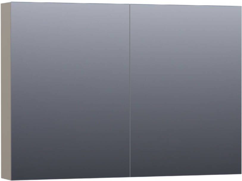 Brauer Impress spiegelkast 100x70x15cm zonder verlichting 2 dubbelzijdige spiegeldeuren mat taupe SK-IM100MT