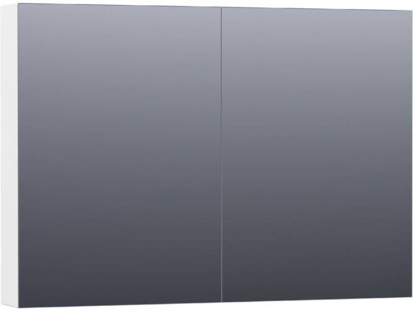 Brauer Impress spiegelkast 100x70x15cm zonder verlichting 2 dubbelzijdige spiegeldeuren mat wit SK-IM100MW