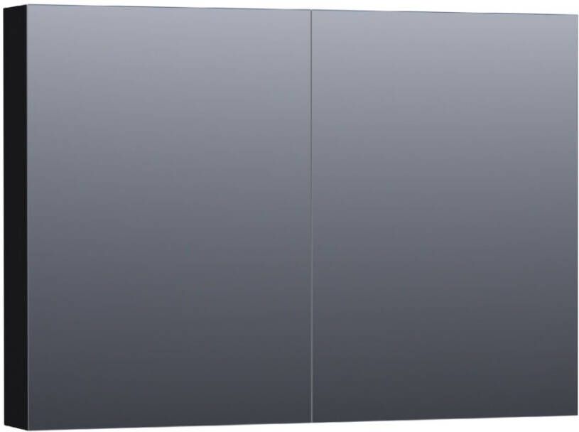 BRAUER Plain Spiegelkast 100x70x15cm 2 links rechtsdraaiende spiegeldeuren MDF mat zwart SK-PL100MZ