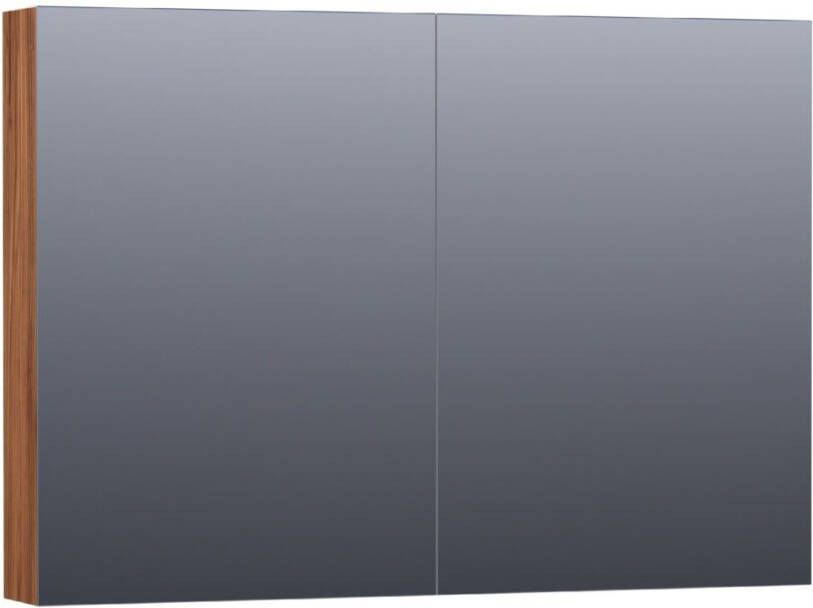 Saniclass Plain spiegelkast 100x70x15cm met 2 links- en rechtsdraaiende spiegeldeuren Hout Natural walnut SK-PL100NWA