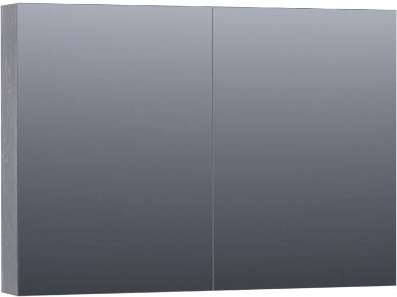 Saniclass Plain spiegelkast 100x70x15cm met 2 links- en rechtsdraaiende spiegeldeuren Hout Purple oak SK-PL100PO