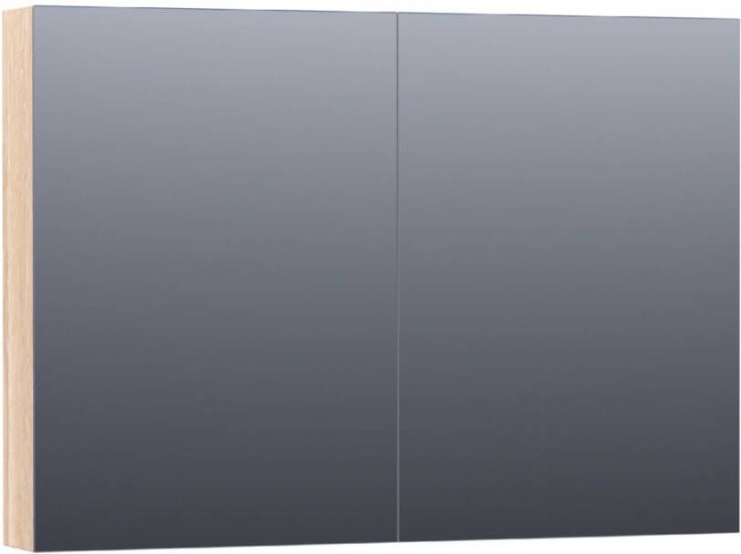 BRAUER Plain Spiegelkast 100x70x15cm 2 links rechtsdraaiende spiegeldeuren hout white oak SK-PL100WO - Foto 1