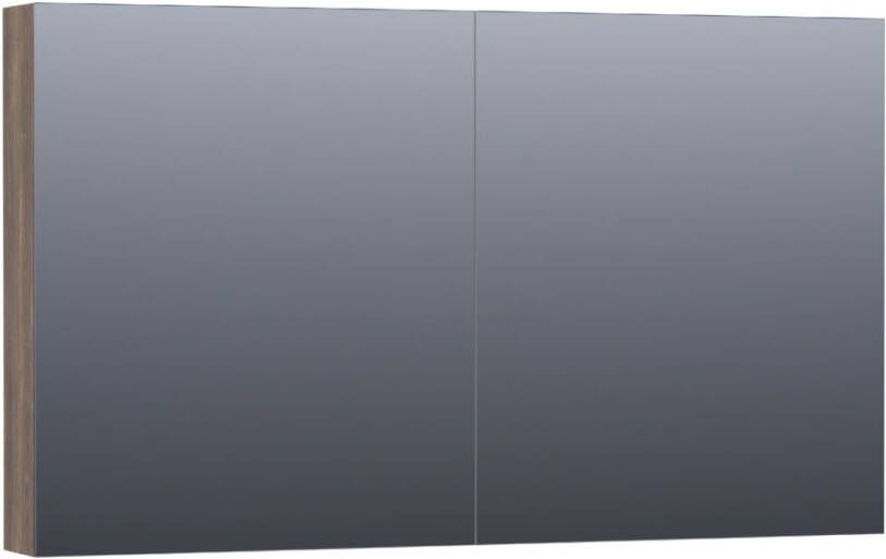 BRAUER Plain Spiegelkast 120x70x15cm 2 links rechtsdraaiende spiegeldeuren MFC burned bark SK-PL120BB
