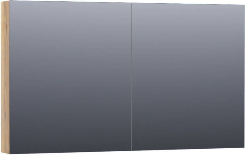 Saniclass Plain spiegelkast 120x70x15cm met 2 links- en rechtsdraaiende spiegeldeuren Hout Vintage oak SK-PL120VO