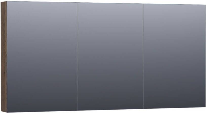 Saniclass Plain spiegelkast 140x70x15cm met 3 links- en rechtsdraaiende spiegeldeuren Hout Black oak SK-PL140BO