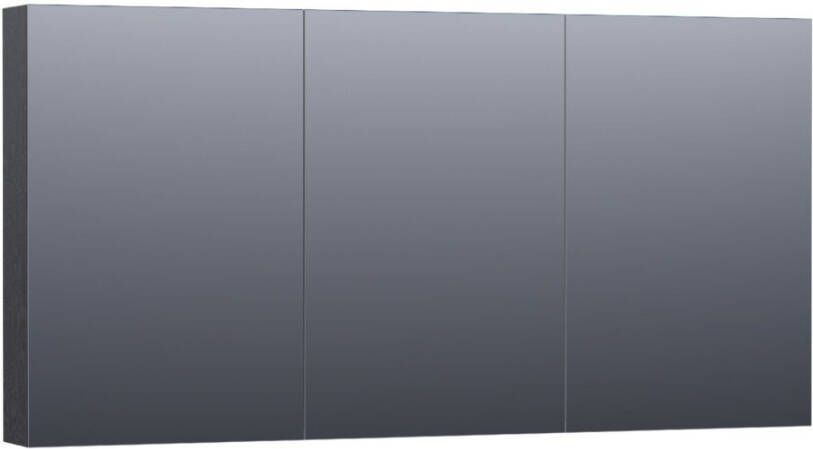 BRAUER Plain Spiegelkast 140x70x15cm 3 links- en rechtsdraaiende spiegeldeuren MFC black wood SK-PL140BW