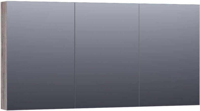 BRAUER Plain Spiegelkast 140x70x15cm 3 links- en rechtsdraaiende spiegeldeuren MFC grey Canyon SK-PL140GC