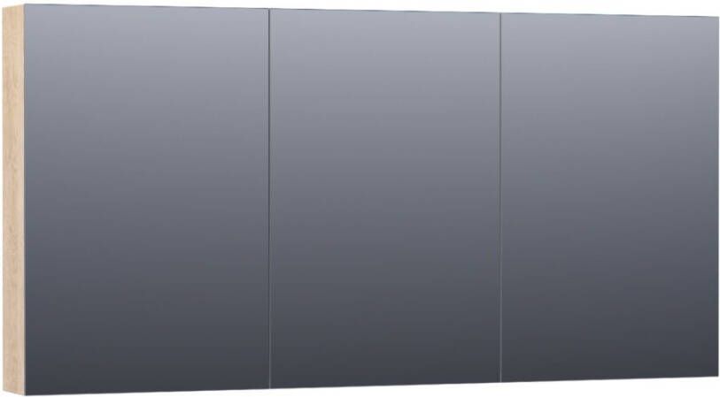 BRAUER Plain Spiegelkast 140x70x15cm 3 links- en rechtsdraaiende spiegeldeuren MFC legno calore SK-PL140LC - Foto 1