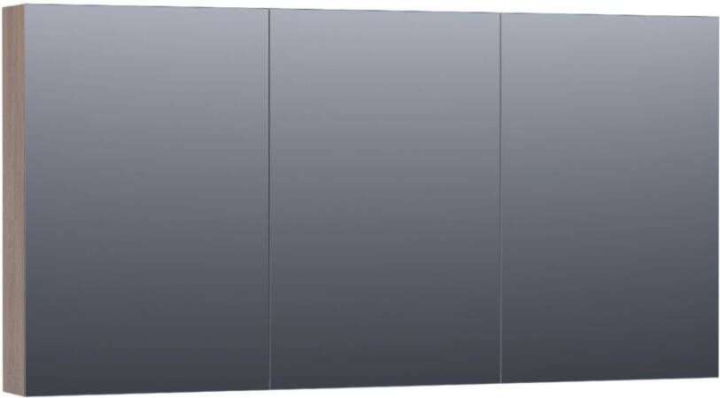 Saniclass Plain spiegelkast 140x70x15cm met 3 links- en rechtsdraaiende spiegeldeuren MFC Legno Viola SK-PL140LV