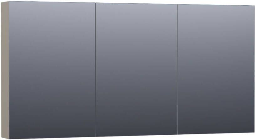 Saniclass Plain spiegelkast 140x70x15cm met 3 links- en rechtsdraaiende spiegeldeuren MDF mat Taupe SK-PL140MT