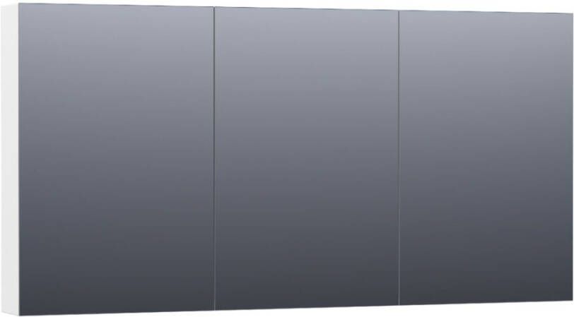 BRAUER Plain Spiegelkast 140x70x15cm 3 links- en rechtsdraaiende spiegeldeuren MDF mat wit SK-PL140MW