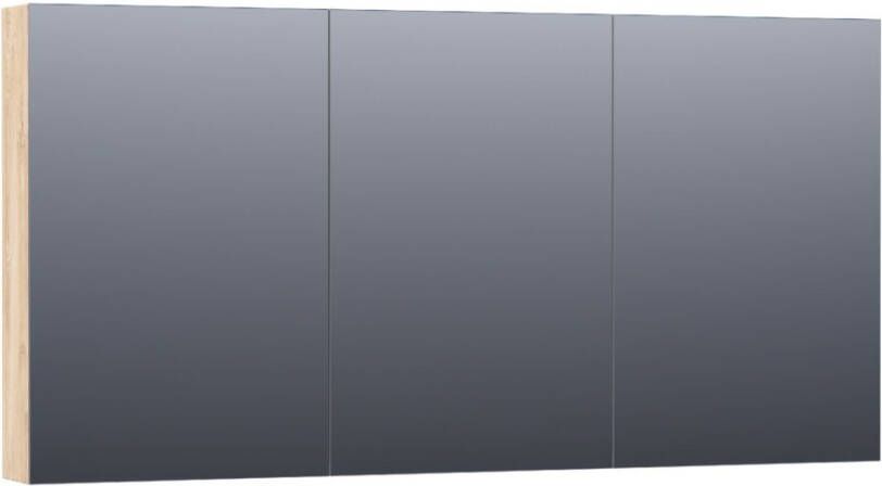 BRAUER Plain Spiegelkast 140x70x15cm 3 links- en rechtsdraaiende spiegeldeuren MFC sahara SK-PL140SH