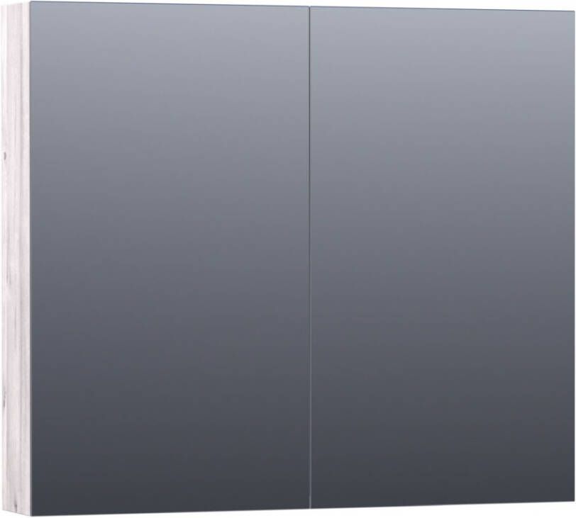 Saniclass Plain spiegelkast 80x70x15cm met 2 links- en rechtsdraaiende spiegeldeuren MFC Birch SK-PL80BR