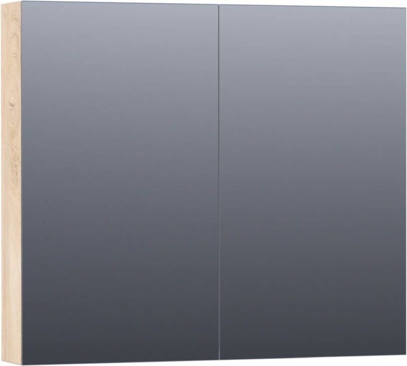 BRAUER Plain Spiegelkast 80x70x15cm 2 links rechtsdraaiende spiegeldeuren MFC sahara SK-PL80SH