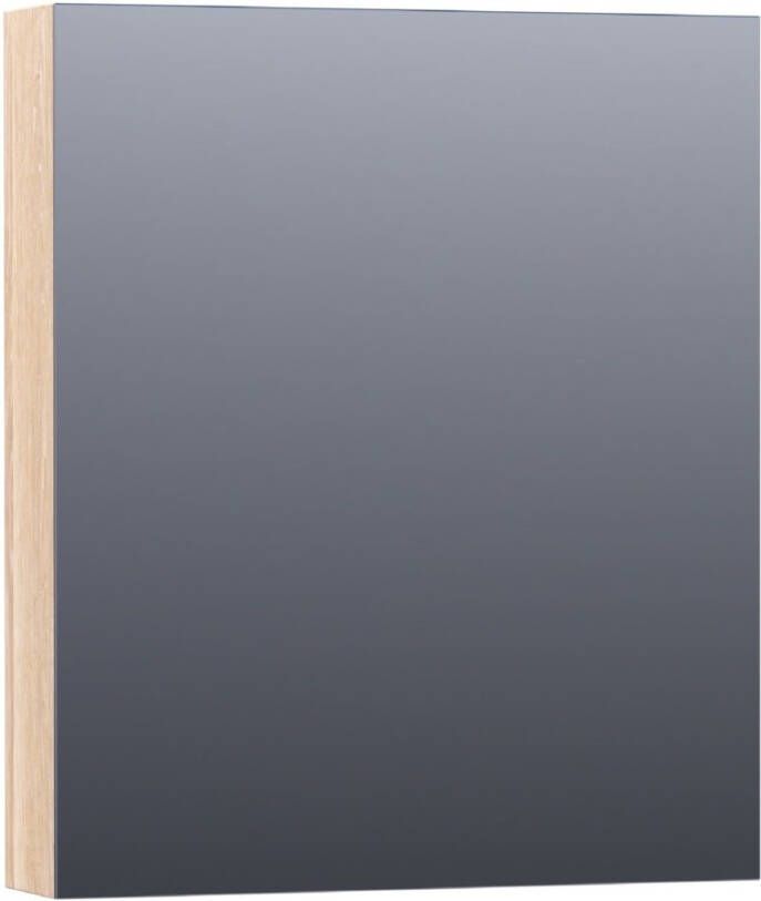 Saniclass Plain spiegelkast 60x70x15cm met 1 rechtsdraaiende spiegeldeur Hout White oak SK-PL60RWO