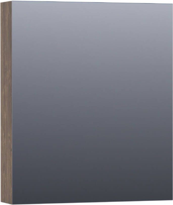 BRAUER Plain Spiegelkast 60x70x15cm 1 rechtsdraaiende spiegeldeur MFC burned bark SK-PL60RBB