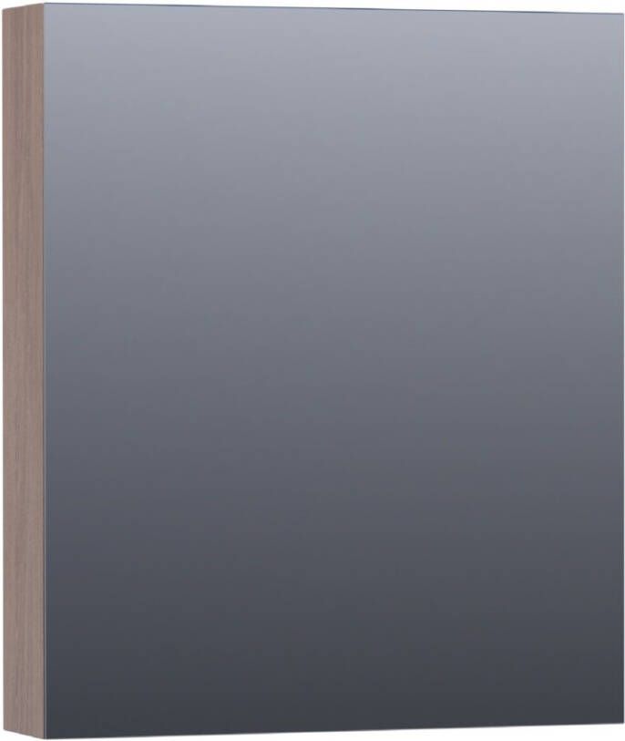 Saniclass Plain spiegelkast 60x70x15cm met 1 rechtsdraaiende spiegeldeur MFC Legno Viola SK-PL60RLV