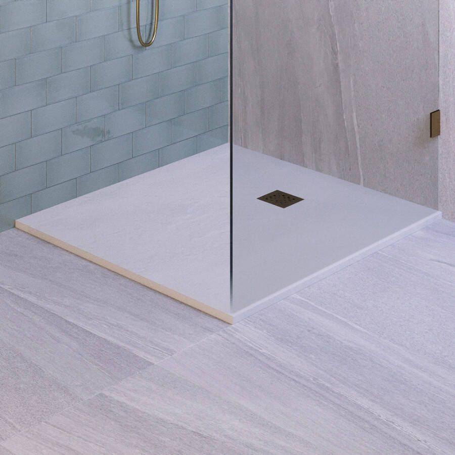 Brauer Asteroid Douchebak 100x120 incl. antislip en antibacterieel mineraalmarmer mat wit DB-AS100120MW - Foto 2