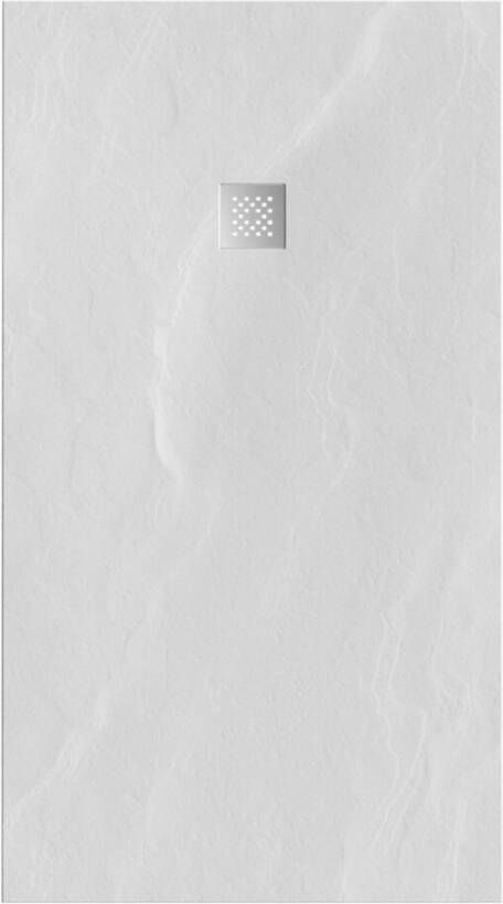 Tapo Relievo Crag douchebak 100x180 cm mat wit met geborsteld RVS afvoerrooster