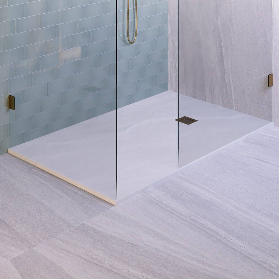 Brauer Asteroid Douchebak 100x180 incl. antislip en antibacterieel mineraalmarmer mat wit DB-AS100180MW - Foto 2