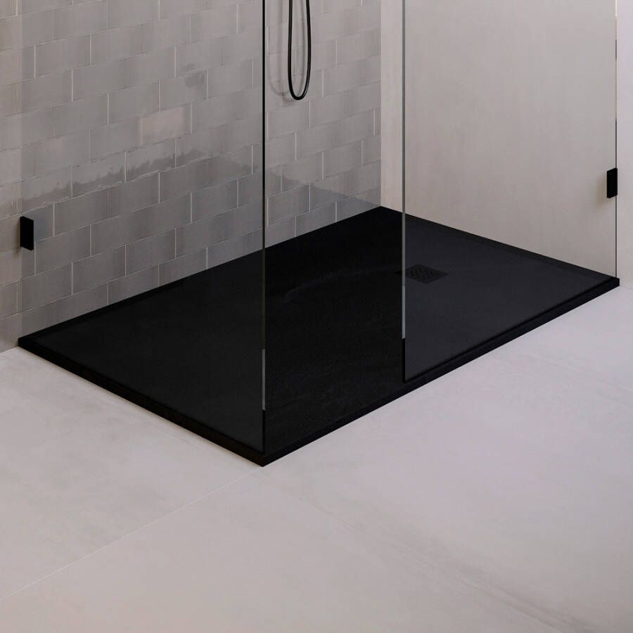 Brauer Asteroid Douchebak 100x180 incl. antislip en antibacterieel mineraalmarmer mat zwart DB-AS100180MZ - Foto 2