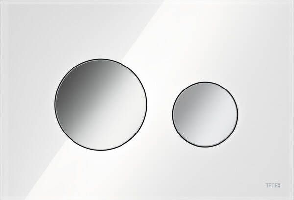 TECE loop toiletbedieningspaneel glas voor duospoeltechniek wit glanzend chroom