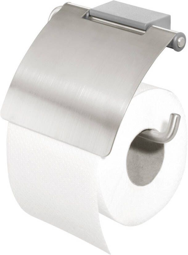 Tiger Cliqit Toiletrolhouder met klep RVS geborsteld Donkergrijs 14.7x11x4.1cm 286631046