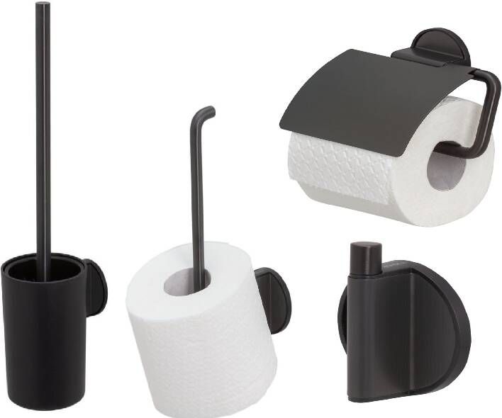 Tiger Tune complete toiletset geborsteld RVS zwart