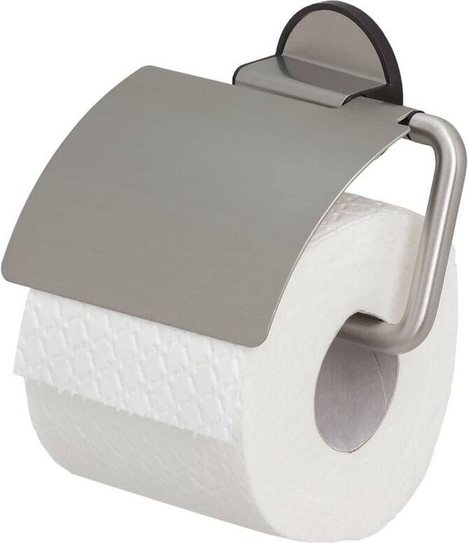 Tiger Tune Toiletrolhouder met klep zelfklevend geborsteld RVS zwart 1326630946