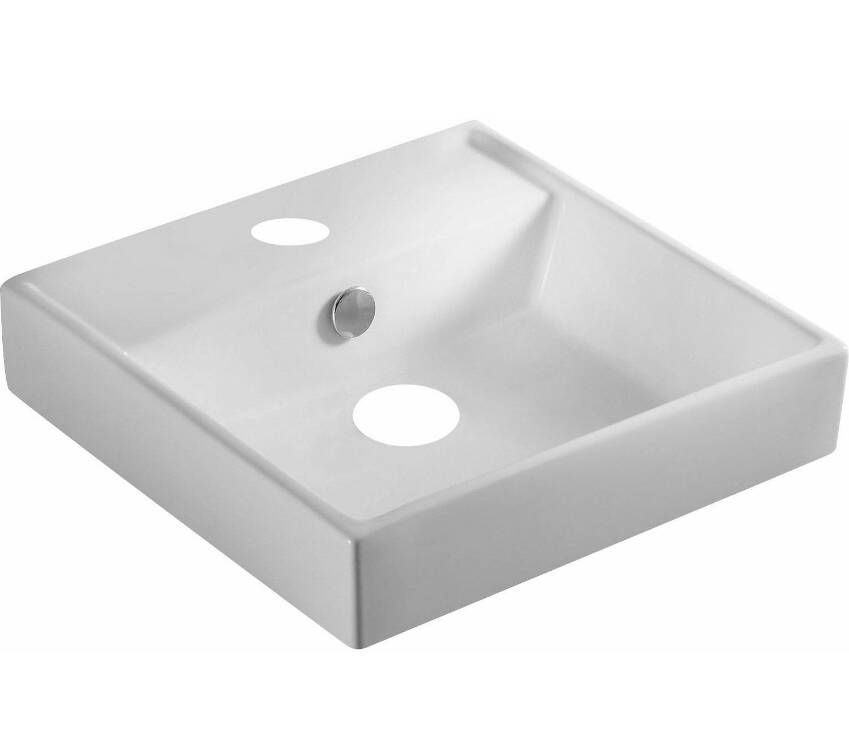 GO by Van Marcke Brigit semiopbouwwastafel vierkant porselein wit 380 x 380 x 130 mm STR4148A - Foto 2