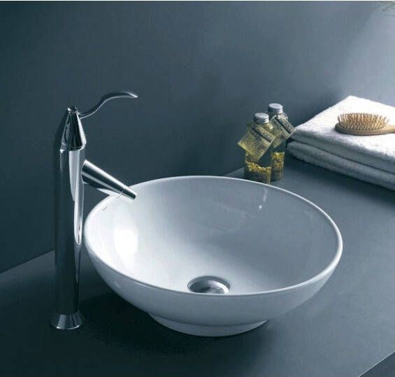 GO by Van Marcke Artemis opbouwkom rond 40x14 cm porselein wit voor verhoogde lavabo of muurkraan TR4030 - Foto 2