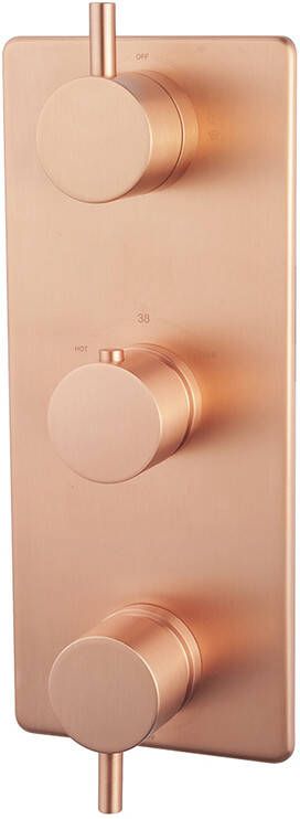 Wiesbaden Douchekraan Caral Afbouwdeel Thermostatisch Inbouw Rond Geborsteld Koper 3 Greeps