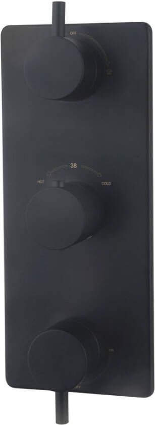 Wiesbaden Afbouwdeel tbv douchekraan Caral | Thermostaatkraan | 3-weg | Rond | Zwart mat - Foto 2