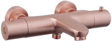 Wiesbaden Badkraan Caral 14-16cm Hartafstand Thermostatisch Opbouw Rond Geborsteld Koper 2 Greeps met Onderuitloop - Foto 3