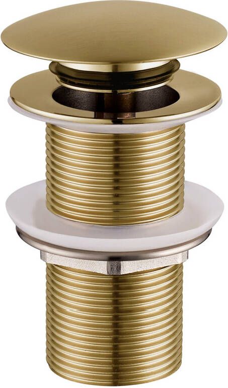 Wiesbaden Caral clickwaste afvoerplug verlengd 5 4" geborsteld messing 33.4475