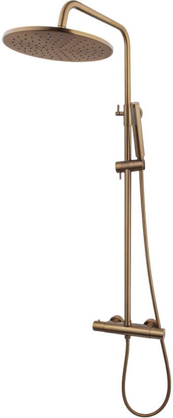 Wiesbaden Caral thermostatische regendoucheset opbouw geborsteld brons koper 29.2959