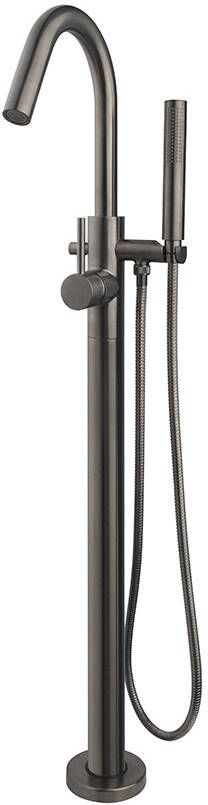 Wiesbaden Badkraan Vrijstaand Caral Mengkraan Rond Gunmetal 1 Greeps met Handdouche - Foto 2