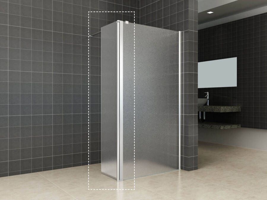 Wiesbaden Inloopdouche Zijpaneel Rechts met Schanieren 35x200 cm Antikalk Mat Glas en 10mm Veiligheidsglas Glans Chroom
