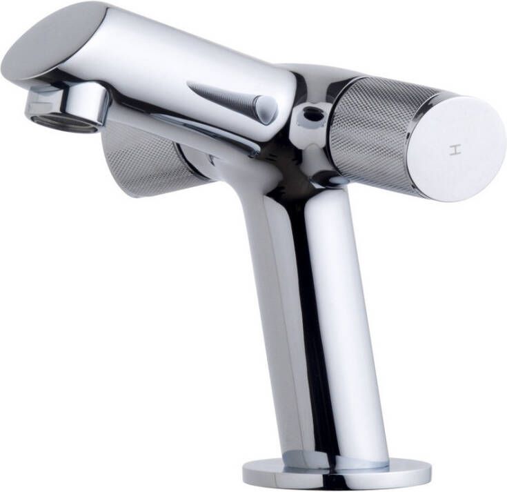 Wiesbaden Wastafelkraan Concorde Opbouw Laag Mengkraan Rond Chroom 2 Greeps met Waste - Foto 2