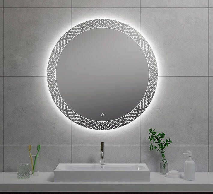 Wiesbaden Deco Badkamerspiegel rond 60cm met spiegelverwarming met indirecte LED verlichting met touch schakelaar 38.4105 - Foto 3