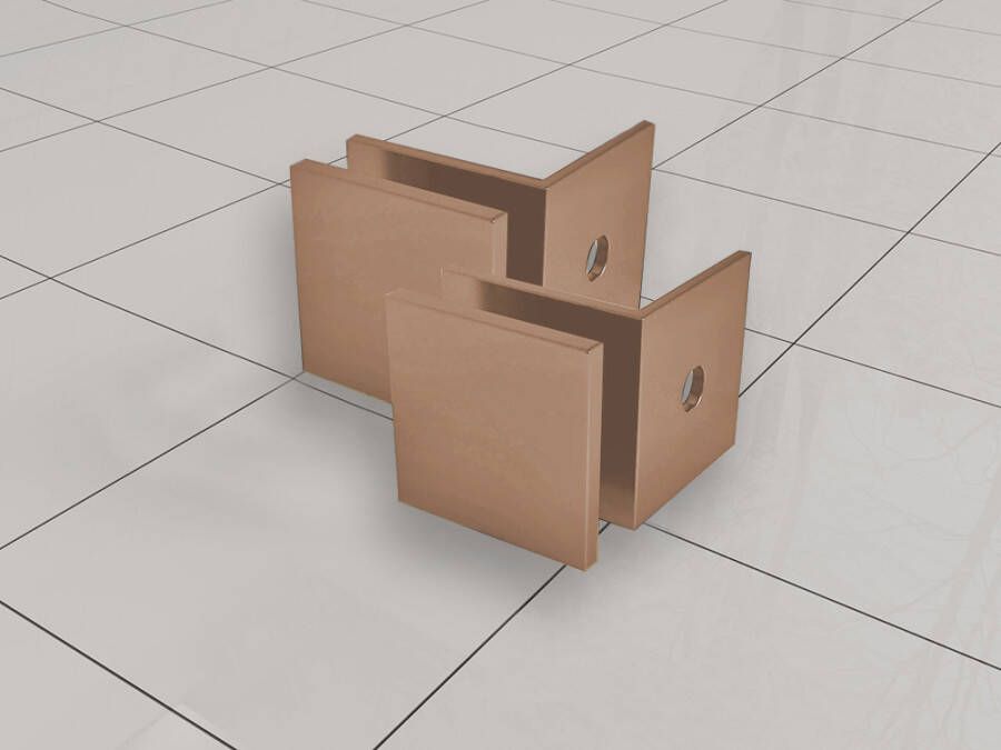 Wiesbaden Wiebaden Less glaskoppelingset voor profielloze inloopdouche (2 stuks) 4 cm geborsteld koper - Foto 2