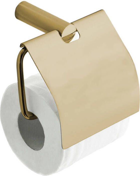 Wiesbaden Ida toiletrolhouder met klep wandmontage geborsteld messing - Foto 3